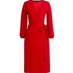 J. Crew 365 Crepe Red Long Sleeve Classic Wrap Dress size 2